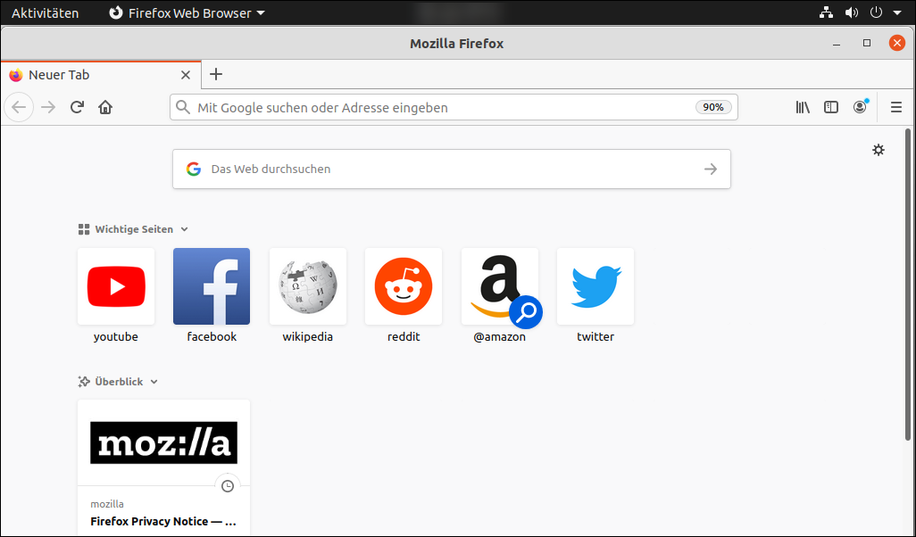 Abbildung Firefox unter Linux
