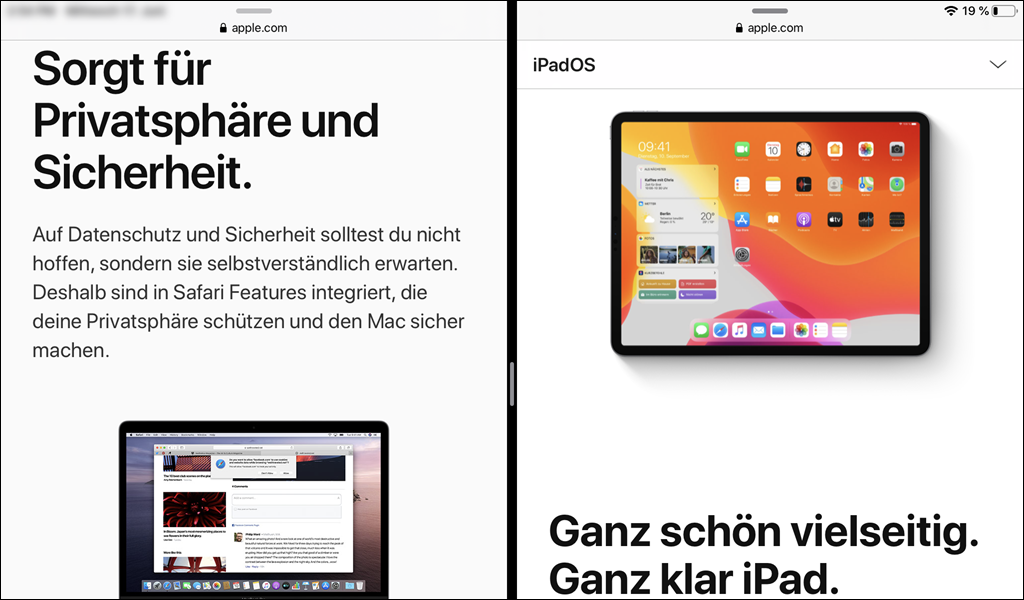 Apple Safari unter iPadOS